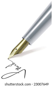 Vector fountain pen writing on paper