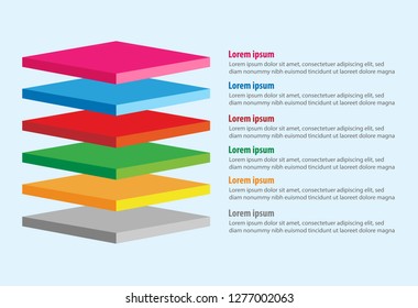 Vector of four 3D square layers infographic template