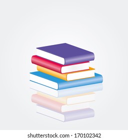 vector four blank books with reflection