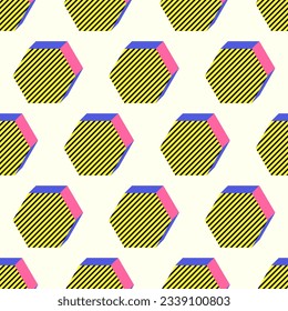 vector cuatro colores hexágono 3D transparente en blanco