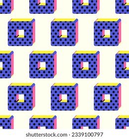 Vektorgrafik-Vier-Farben-3D-Quadrat-Schleife nahtloses Muster auf Weiß