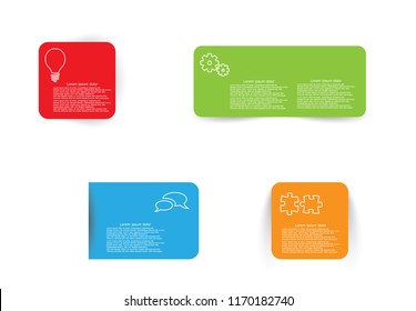 Vector four color box icons with some shadow style