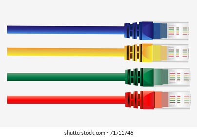 Vector of four  color  cables. Red, Yellow, Green, Blue Color