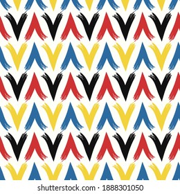 vector four color rough arrow brush stroke seamless pattern on white