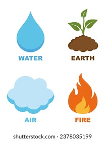 Vector four element nature icon air fire water earth symbol design