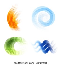 Vector four elements.Fire,air,nature,water.