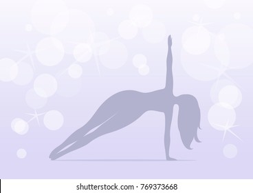 Vector four female athlete figures, acrobat, yoga on a light gray isolate background