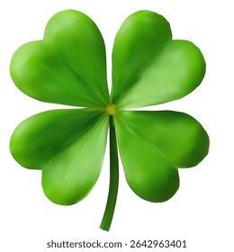 Vector four leaf clover made in Mesh technique, symbol of luck and happiness. Realistic style, isolated on white background.
