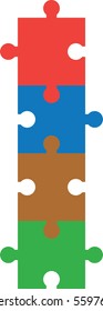 Vector four pieces of connected puzzle or jigsaw.