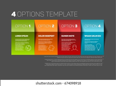 Vector four product or service options template with descriptions and icons