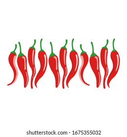 Vector of four red hot chilies isolated on a white background.