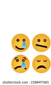 vector cuatro emoji de cara triste
