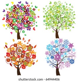 vector four season trees