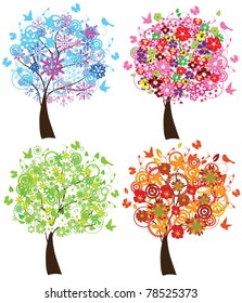 vector four season trees