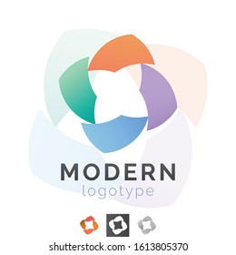 Vector Four Shapes Abstract Flower Logo. Professional Business Bran ding, Corporate Icon.