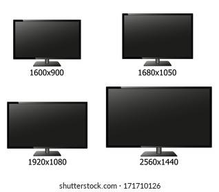 Vector Four Size Resolution 1600xxxx1440 Flat Stock Vector Royalty Free