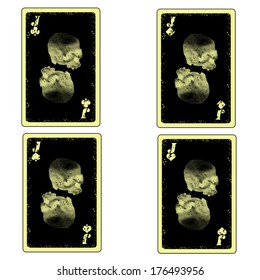 Vector four skull jacks playing cards icon