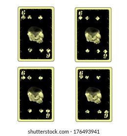 Vector four skull six playing cards icon