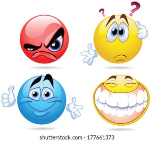 Vector of four Smileyfaces