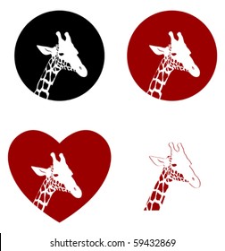 vector four versions of giraffe head