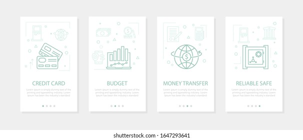 Vector four vertical banners - banking and financial - credit cards