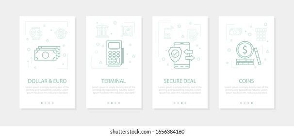 Vector four vertical banners - banking and financial - dollar, terminal