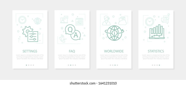 Vector four vertical mobile banners - online support - faq
