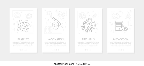 Vector cuatro banners verticales móviles para bacterias y virus - 01