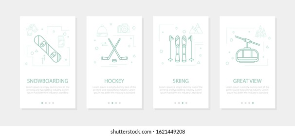 Vector four winter sport vertical mobile banners