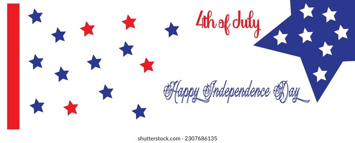 Vector Fourth of July hand lettering inscription for greeting card, banner with white background etc. Happy Independence Day of United States of America calligraphic background.