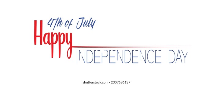 Vector Fourth of July hand lettering inscription for greeting card, banner etc. Happy Independence Day of United States of America calligraphic white background.