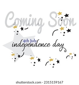 Vector Fourth of July hand lettering for greeting card, banner with white background etc. Happy Independence Day of United States of America calligraphic coming soon word.