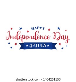 Vector Fourth of July hand lettering.Happy Independence Day of United States of America