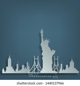 Vector fourth of July Independence Day for USA.illustration paper cut.