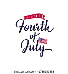Vector Vurth Juli Buchstaben Hand Inschrift für Grußkarte, Banner. Happy Independence Day (Tag der Unabhängigkeit der Vereinigten Staaten von Amerika - kalligrafischer Hintergrund)