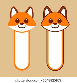 Vector Fox Bookmark Flat Design Illustration