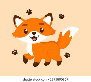 Vector fox cartoon in flat style