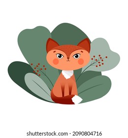 Vector fox. Сute character. Element for design. Great for wallpaper, fabric, prints, greeting cards.