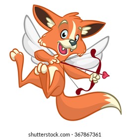 Vector fox cupid. Illustration of a fox cupid for St Valentine's Day. Isolated