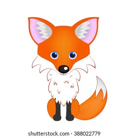Vector fox. Cute cartoon animal. Adorable fox. Funny fox. Clip art isolated. Vector animal illustration.