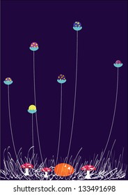 vector fox in the dark  sleeping