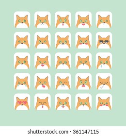 Vector fox emoticons. Can be used in web design, printed on fabric/paper, as a background, or as an element in a composition