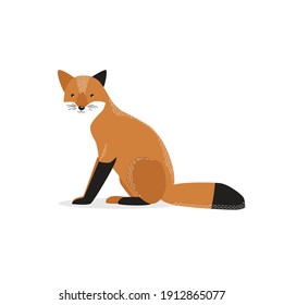 Vector fox. Forest animal. The fox is sitting.