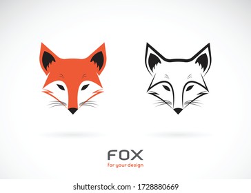 Vector of fox head design on white background., Wild Animals., Fox head logos or icons., Easy editable layered vector illustration.