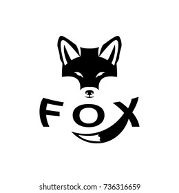 Vector fox head, face  for retro hipster logos, emblems, badges, labels template and t-shirt vintage design element. Isolated on white background