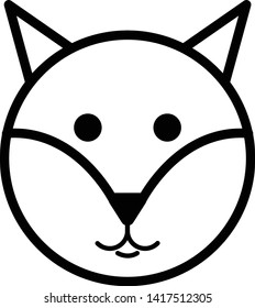 Vector Fox Icon. Round Line Animal Icon.