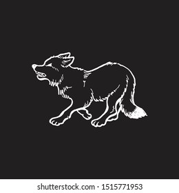 vector fox logo abstract style. Black background.