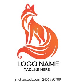 Vector Fox logo Design.Colorful vector fox log design.Red Fox Looking Away vector logo.Vector fox logo on an isolated white background.