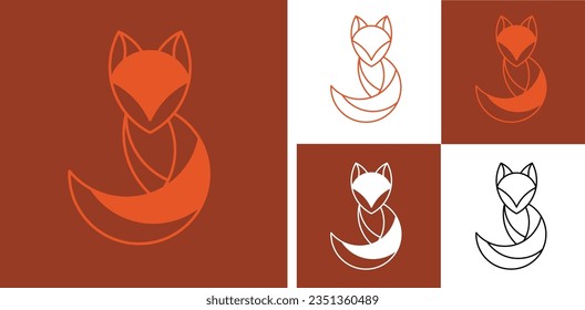 Vector fox logo made by lines