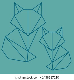 Vector Fox Logo. Polygon Style Fox. Line Art Animal.